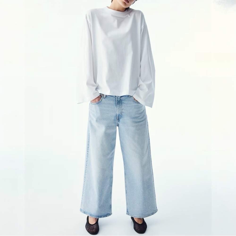 NWT H&M Wide-Leg High Waist Light Blue Jeans Size 14